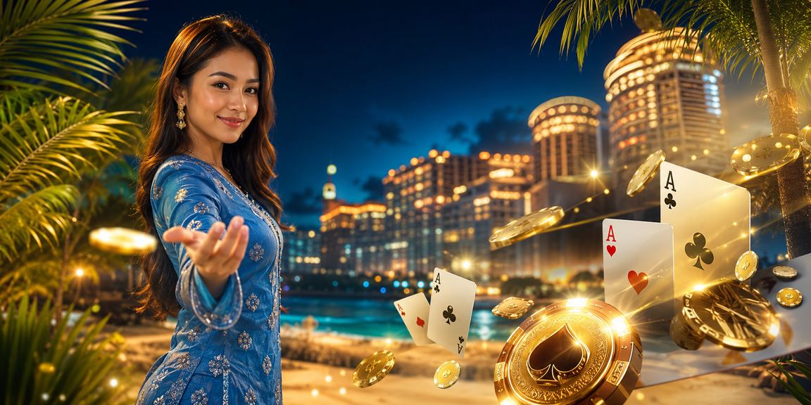 Permainan Teen Patti di Genting Highlands dengan pemain berpakaian tradisional